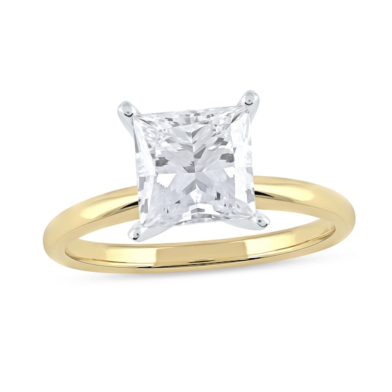 2 CT. Certified Princess-Cut Lab-Created Diamond Solitaire Engagement Ring in 14K Gold (F/Vs2)