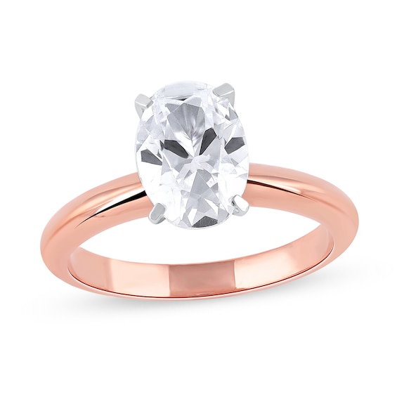 2 CT. Certified Oval Lab-Created Diamond Solitaire Engagement Ring in 14K Rose Gold (F/Vs2)