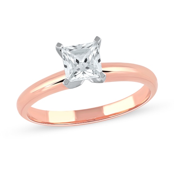 1 CT. Certified Princess-Cut Lab-Grown Diamond Solitaire Engagement Ring in 14K Rose Gold (F/Vs2)