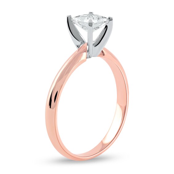 1 CT. Certified Princess-Cut Lab-Grown Diamond Solitaire Engagement Ring in 14K Rose Gold (F/Vs2)