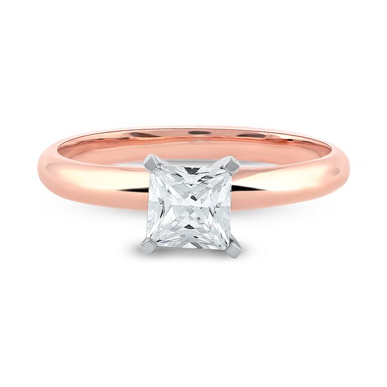 1 CT. Certified Princess-Cut Lab-Grown Diamond Solitaire Engagement Ring in 14K Rose Gold (F/Vs2)