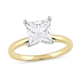 1-1/2 CT. Certified Princess-Cut Lab-Grown Diamond Solitaire Engagement Ring in 14K Gold (F/VS2)