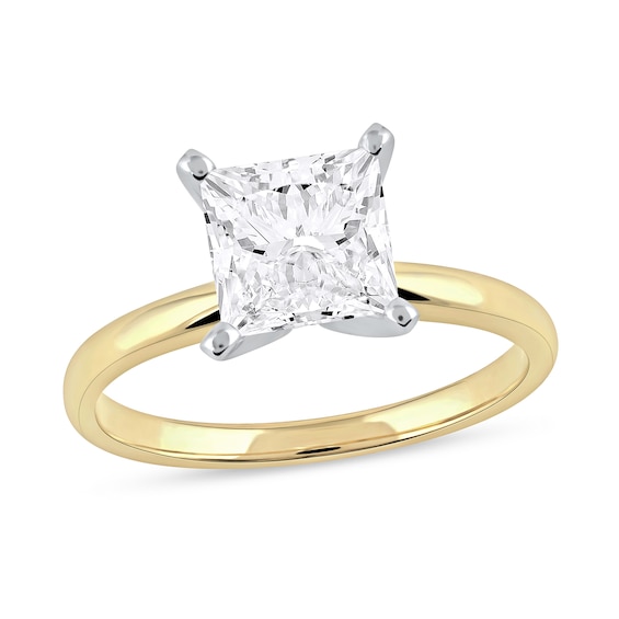 1-1/2 CT. Certified Princess-Cut Lab-Grown Diamond Solitaire Engagement Ring in 14K Gold (F/Vs2)