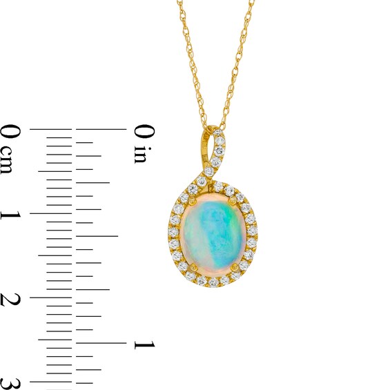 Oval Opal and 1/5 CT. T.w. Diamond Loop Frame Pendant in 10K Gold