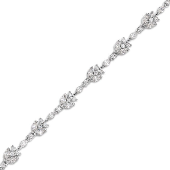 3 CT. T.w. Lab-Grown Diamond Flower Bracelet in 10K White Gold (F/Si2)
