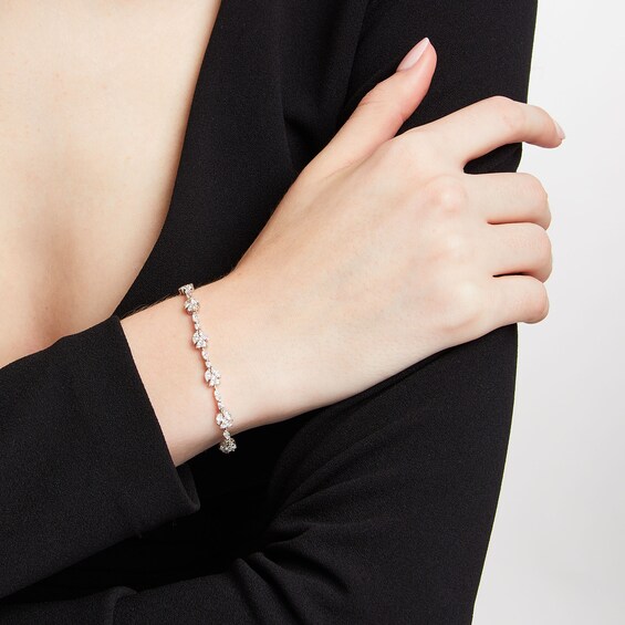 3 CT. T.w. Lab-Grown Diamond Flower Bracelet in 10K White Gold (F/Si2)