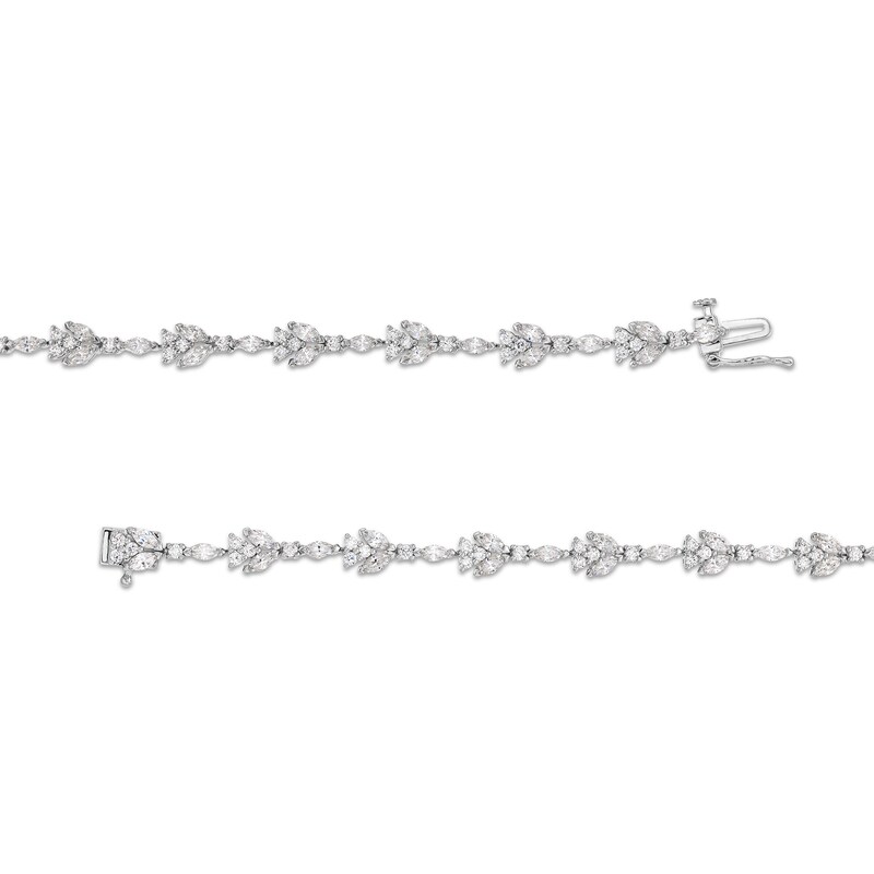 Main Image 3 of 3 CT. T.W. Lab-Grown Diamond Flower Bracelet in 10K White Gold (F/SI2)