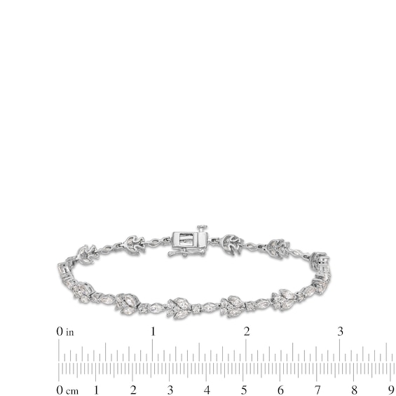 3 CT. T.w. Lab-Grown Diamond Flower Bracelet in 10K White Gold (F/Si2)