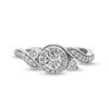 Thumbnail Image 4 of 1/4 CT. T.W. Diamond Past Present Future® Miracle Bypass Shank Engagement Ring in 10K White Gold
