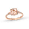 Thumbnail Image 0 of 7.0mm Cushion-Cut Morganite and 1/4 CT. T.W. Diamond Frame Split Shank Ring in 10K Rose Gold