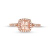 Thumbnail Image 4 of 7.0mm Cushion-Cut Morganite and 1/4 CT. T.W. Diamond Frame Split Shank Ring in 10K Rose Gold