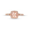 Thumbnail Image 3 of 7.0mm Cushion-Cut Morganite and 1/4 CT. T.W. Diamond Frame Split Shank Ring in 10K Rose Gold