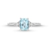 Thumbnail Image 4 of Elongated Cushion-Cut Aquamarine and Diamond Accent V-Collar Ring in 10K White Gold