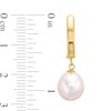Thumbnail Image 2 of 9.0 - 10.0mm Oval Cultured Freshwater Pearl Drop Earrings in 14K Gold