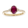 Thumbnail Image 1 of Oval Certified Ruby and 1/10 CT. T.W. Diamond Tri-Sides Ring in 10K Gold