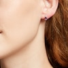 Thumbnail Image 2 of Oval Amethyst and 1/10 CT. T.W. Diamond Tri-Top Stud Earrings in 10K Gold