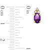 Thumbnail Image 3 of Oval Amethyst and 1/10 CT. T.W. Diamond Tri-Top Stud Earrings in 10K Gold