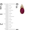 Thumbnail Image 3 of Oval Certified Ruby and 1/10 CT. T.W. Diamond Tri-Top Stud Earrings in 10K Gold