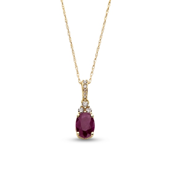 Oval Certified Ruby and 1/15 CT. T.w. Diamond Tri-Top Pendant in 10K Gold
