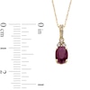 Thumbnail Image 3 of Oval Certified Ruby and 1/15 CT. T.W. Diamond Tri-Top Pendant in 10K Gold