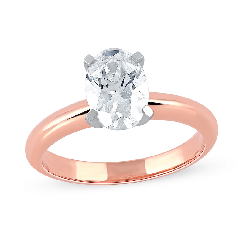 Main Image 1 of 1-1/2 CT. Certified Oval Lab-Grown Diamond Solitaire Engagement Ring in 14K Rose Gold (F/VS2)