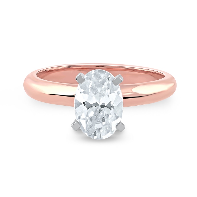 Main Image 3 of 1-1/2 CT. Certified Oval Lab-Grown Diamond Solitaire Engagement Ring in 14K Rose Gold (F/VS2)