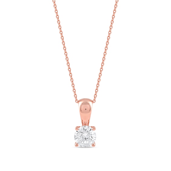 1 CT. Certified Lab-Grown Diamond Solitaire Pendant in 14K Rose Gold (F/Si2)