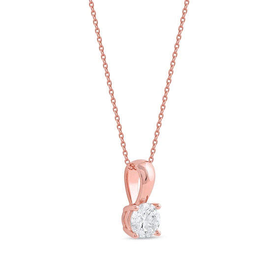 1 CT. Certified Lab-Grown Diamond Solitaire Pendant in 14K Rose Gold (F/Si2)