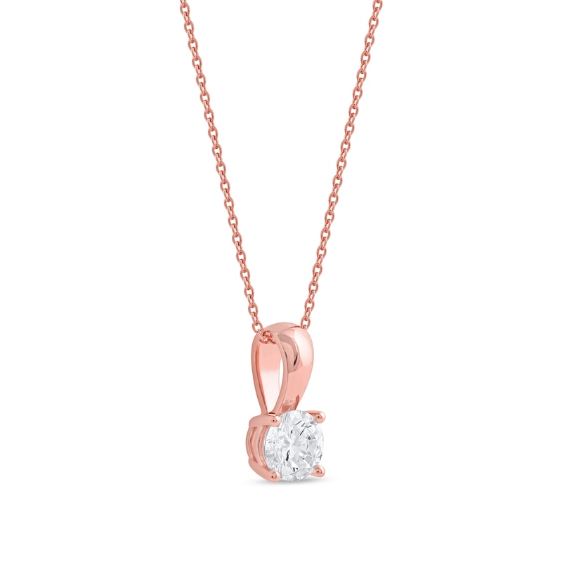 Main Image 2 of 1 CT. Certified Lab-Grown Diamond Solitaire Pendant in 14K Rose Gold (F/SI2)