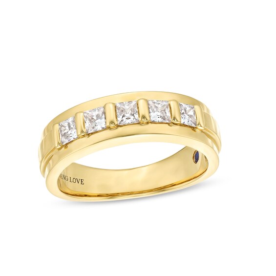 Vera Wang Men's 1 CT. T.w. Square Diamond Five Stone Wedding Band in 14K Gold