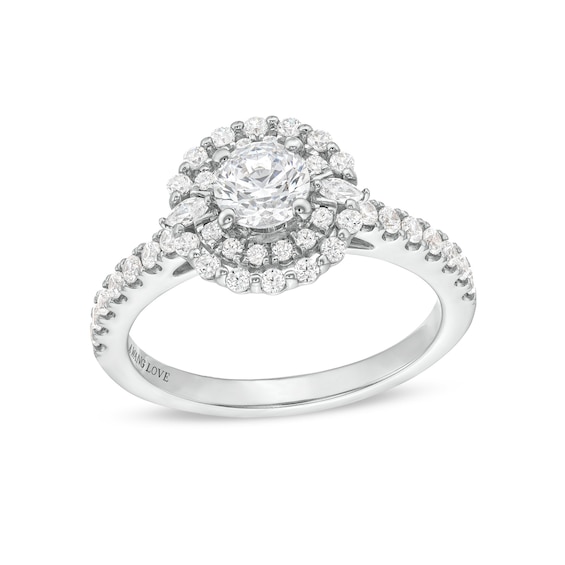 Vera Wang Love Collection 1 CT. T.w. Diamond Double Frame Engagement Ring in 14K White Gold