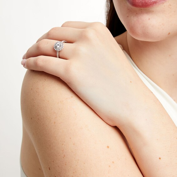 Vera Wang Love Collection 1 CT. T.w. Diamond Double Frame Engagement Ring in 14K White Gold