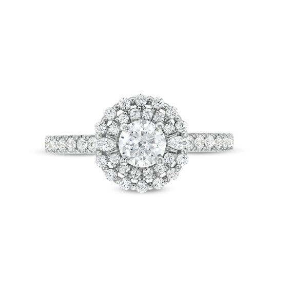 Vera Wang Love Collection 1 CT. T.w. Diamond Double Frame Engagement Ring in 14K White Gold
