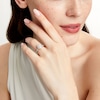 Thumbnail Image 2 of Vera Wang Love Collection 1 CT. T.W. Oval Diamond Double Frame Twist Shank Engagement Ring in 14K White Gold