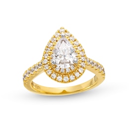 Vera Wang Love Collection 1-3/4 CT. T.W. Pear-Cut Framed Certified Diamond Engagement Ring in 14K Gold (I/SI2)