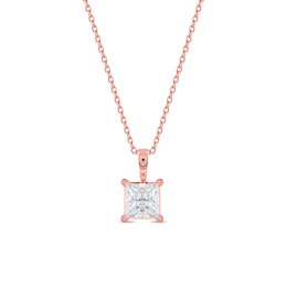 1 CT. Certified Princess-Cut Lab-Grown Diamond Solitaire Pendant in 14K Rose Gold (F/SI2)