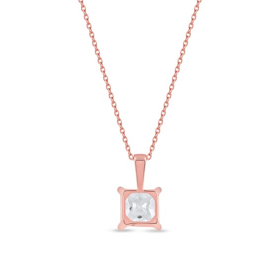 1 CT. Certified Princess-Cut Lab-Grown Diamond Solitaire Pendant in 14K Rose Gold (F/Si2)