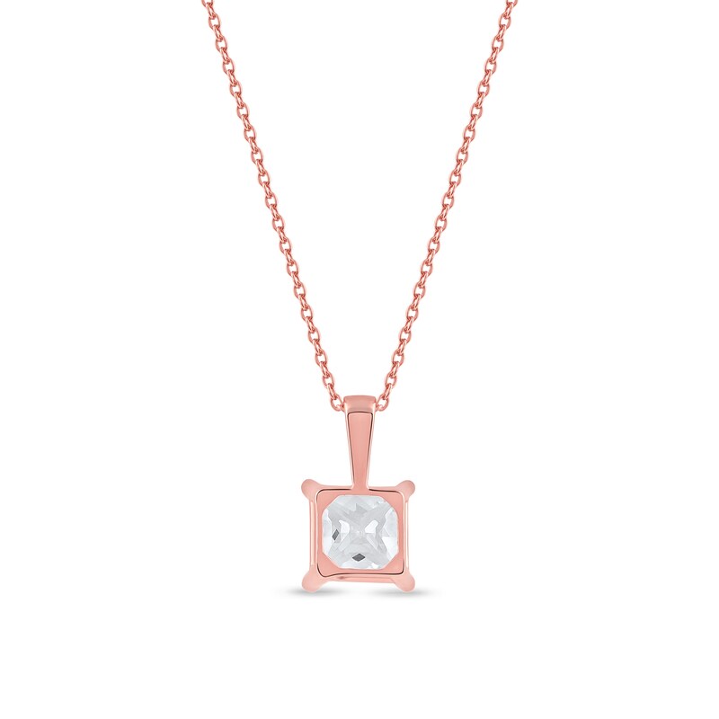 Main Image 3 of 1 CT. Certified Princess-Cut Lab-Grown Diamond Solitaire Pendant in 14K Rose Gold (F/SI2)
