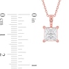 Thumbnail Image 4 of 1 CT. Certified Princess-Cut Lab-Grown Diamond Solitaire Pendant in 14K Rose Gold (F/SI2)