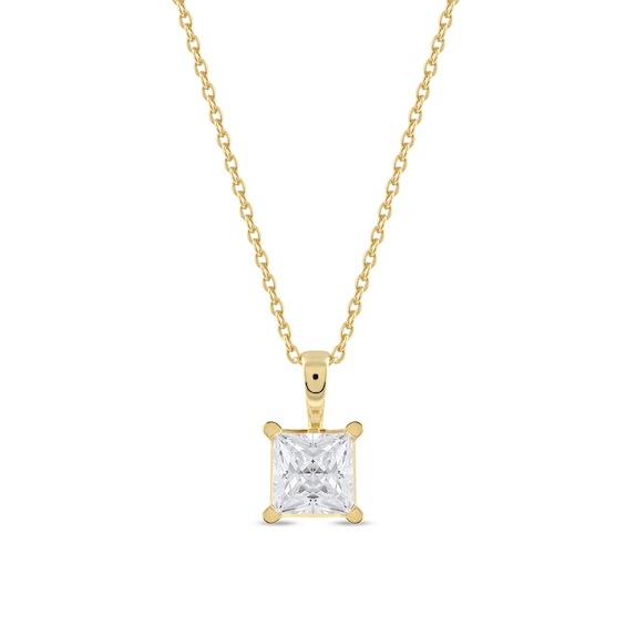 1 CT. Certified Princess-Cut Lab-Grown Diamond Solitaire Pendant in 14K Gold (F/Si2)