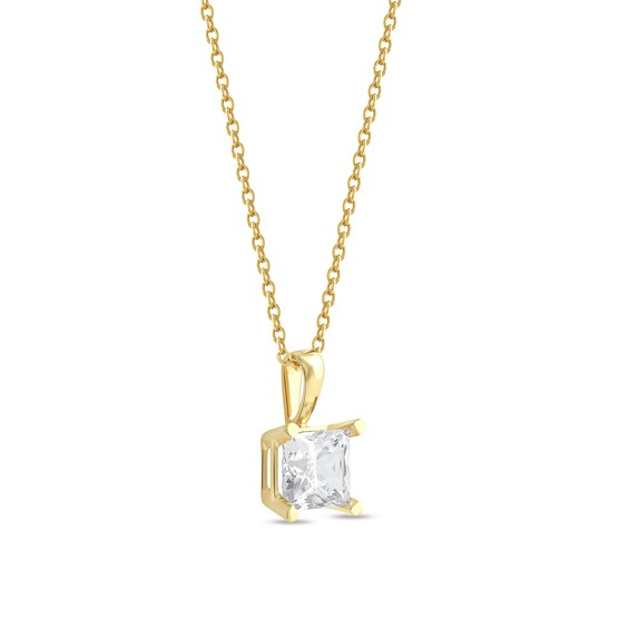 1 CT. Certified Princess-Cut Lab-Grown Diamond Solitaire Pendant in 14K Gold (F/Si2)