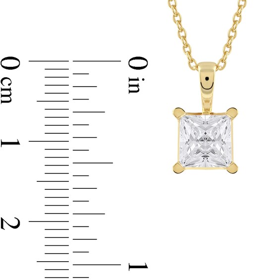1 CT. Certified Princess-Cut Lab-Grown Diamond Solitaire Pendant in 14K Gold (F/Si2)