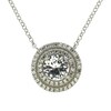 Thumbnail Image 1 of White Lab-Created Sapphire Double Frame Necklace in Sterling Silver