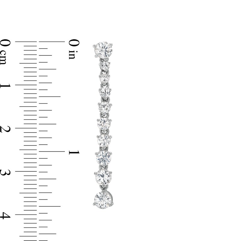 Main Image 3 of White Lab-Created Sapphire Linear Drop Earrings in Sterling Silver
