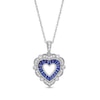Thumbnail Image 1 of Blue Ceylon and White Lab-Created Sapphire Heart Pendant in Sterling Silver