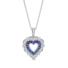 Thumbnail Image 0 of Blue Ceylon and White Lab-Created Sapphire Heart Pendant in Sterling Silver