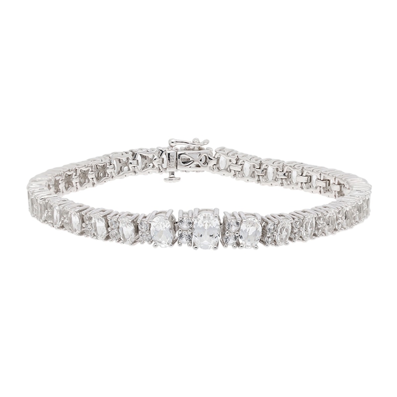 White Lab-Created Sapphire Tennis Bracelet in Sterling Silver