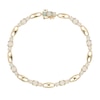 Thumbnail Image 1 of Lab-Created Opal Three Stone Station Bracelet in 10K Gold