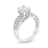 Thumbnail Image 3 of Oval White Lab-Created Sapphire Bypass Ring in Sterling Silver