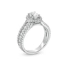 Thumbnail Image 3 of 1-3/4 CT. T.W. Certified Oval Lab-Grown Diamond Frame Triple Row Engagement Ring in 14K White Gold (F/VS2)